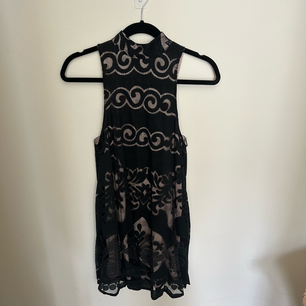Black Mock Neck Lace Dress